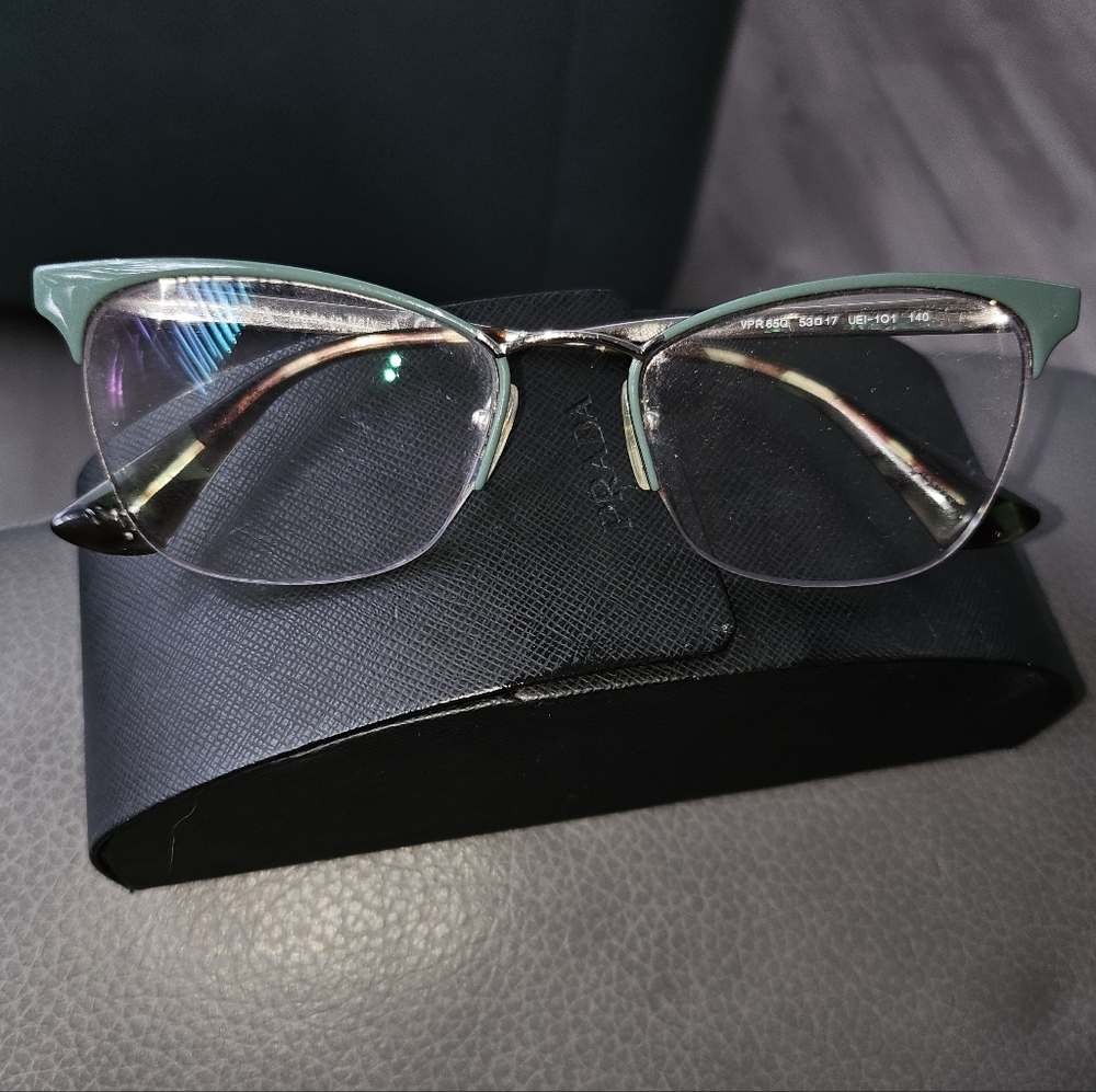 Prada VPR 65Q Green Cat-Eye Glasses
